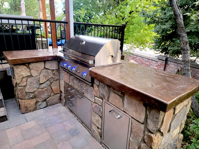 Custom Island With Concrete Counter & Telluride Stone
