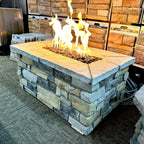 48" x 30" Rectangle Custom Stone Gas Fire Pit – Electronic Ignition
