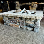 48" x 30" Rectangle Custom Stone Gas Fire Pit – Electronic Ignition