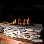 61" x 31" Rectangle Custom Stone Gas Fire Pit – Manual Match Light