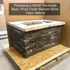 48" x 30" Rectangle Custom Stone Gas Fire Pit – Electronic Ignition
