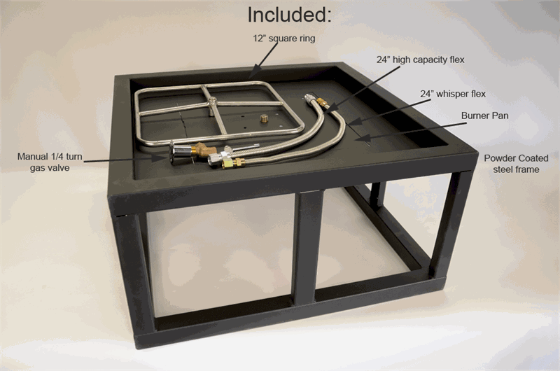 Custom Square Fire Pit Kit 27 With, Fire Pit Burner Square