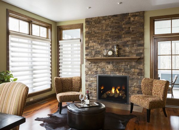 Chairs and fireplace in living room