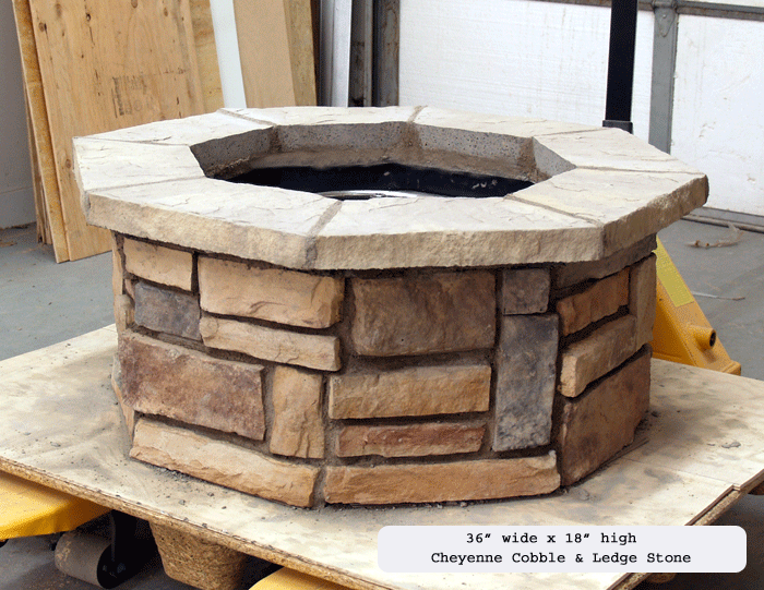 36 Octagon Custom Stone Gas Fire Pit, Octagon Fire Pit
