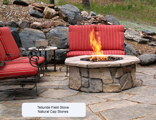 46 Octagon Custom Stone Gas Fire Pit, Natural Gas Stone Fire Pit