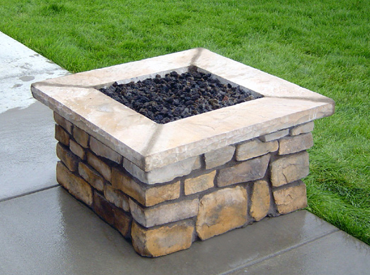 36 Square Custom Stone Gas Fire Pit, Square Gas Fire Pit